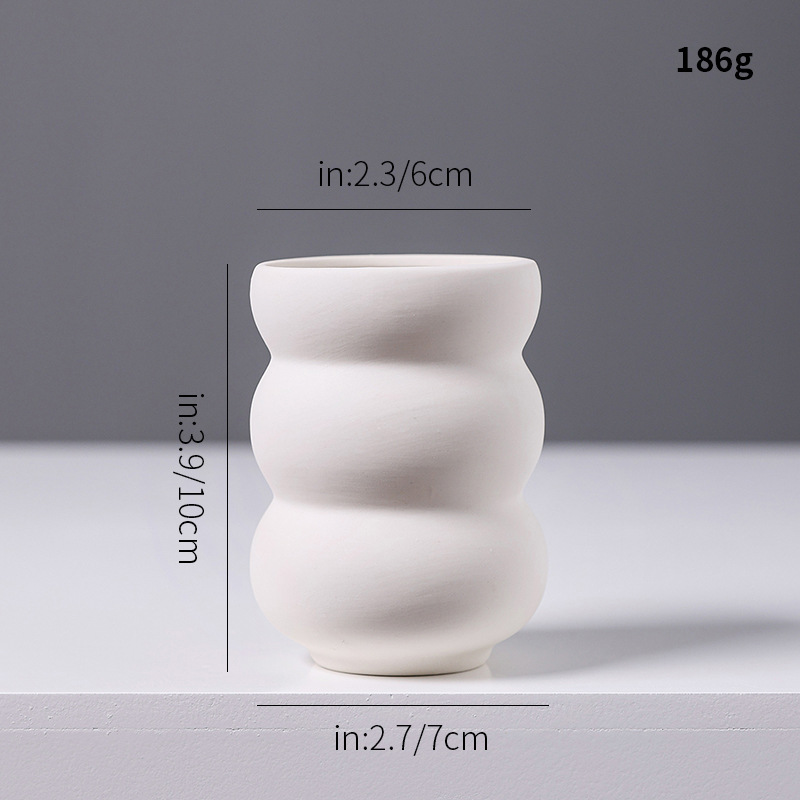 特別価格の白い素焼き陶器の小さな花瓶、ミニクリエイティブでシンプルなリビングルームの卓上ドライフラワー、フラワーアレンジメントの装飾品