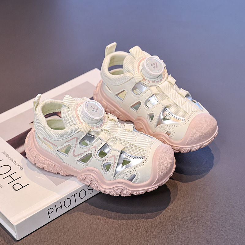 Sandalias deportivas para niñas 2026 verano nuevo niño bolsas de botón rotativo sandalias para niños zapatos de malla transpirable image 7