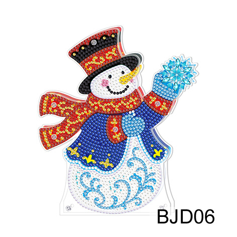 Transfronterizos DIY Diamante Pintura de decoración periférica 5D Navidad muñeco de nieve luz de noche dibujos animados decoración interior pintura de diamantes