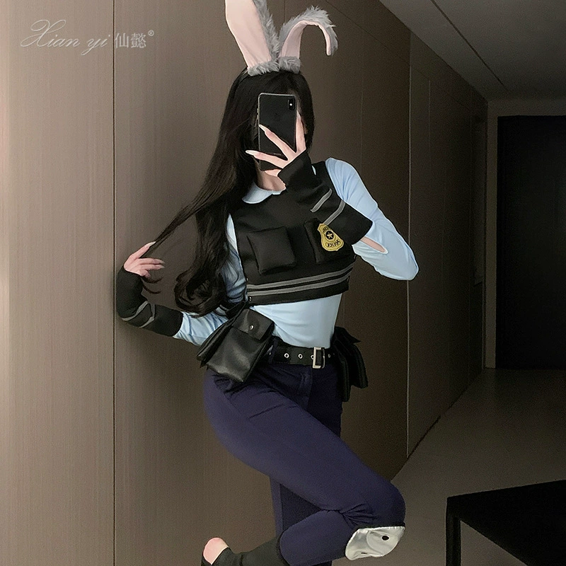 Бессмертный Хэллоуин костюм сумасшедший животное город кролик офицер полиции Джуди косплей второй костюм женский 666