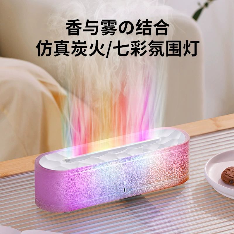 Многофункциональный ароматерапевтический аппарат NBSHAN с имитацией пламени, цветной подсветкой, функцией очистки воздуха и увлажнителя для домашнего использования.