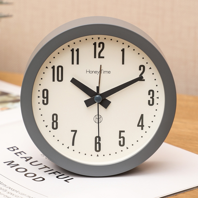 简约北欧台式闹钟儿童静音带灯大数字时钟床头学生用起床神器钟表