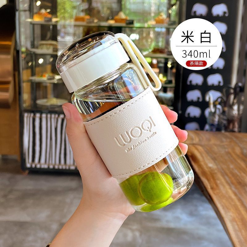 水杯女韩版玻璃可爱清新时尚感夏天耐热玻璃茶杯大容量便携透明杯