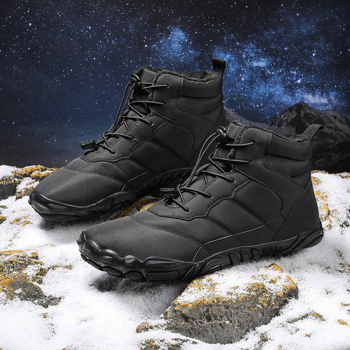 Men's Snow Boots Winter Waterproof Fleece Lined Shearling Short Boots Men's Warm Cold Insulated Large Size 46 Trendy Boots