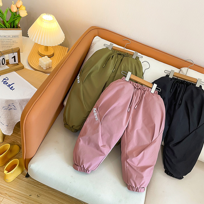 Children's Autumn and Winter New down Silk Pants Baby Korean Style Casual Pants for Boys and Girls, Versatile Outer Wear Thickeneded Warm Pants