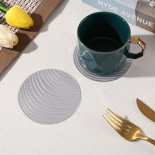 Nordic round tea cup coaster with gold foil sand effect anti-slip and waterproof dining mat home insulation washable coaster direct factory sale