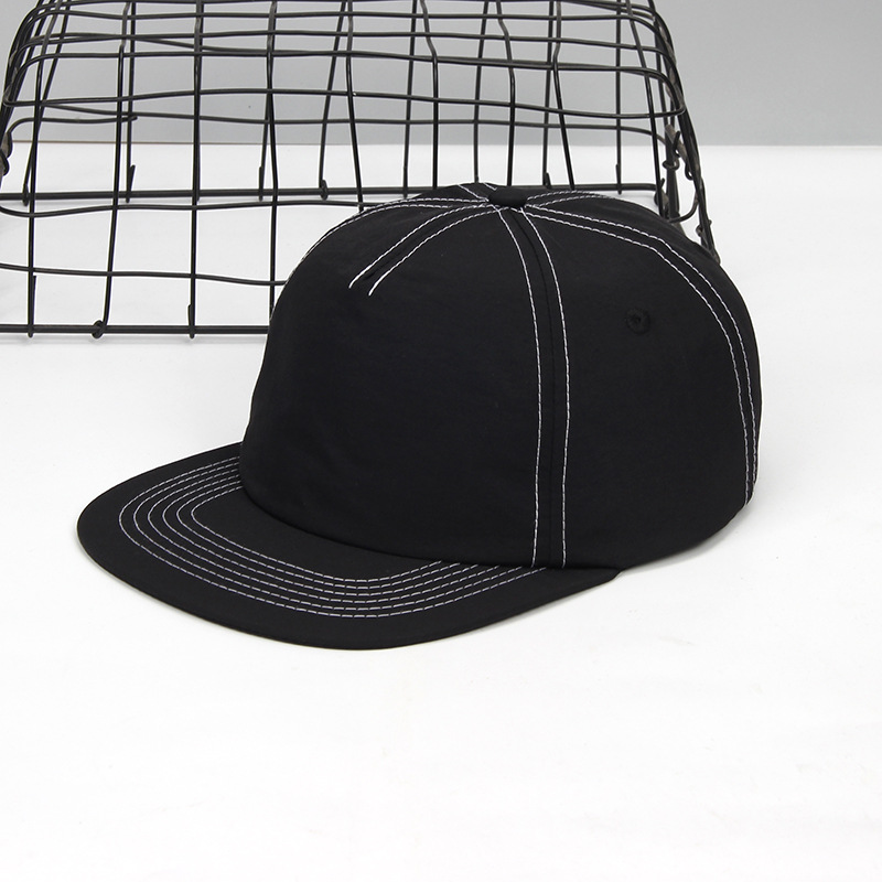 Nylon Quick-Drying Five-Piece Hip-Hop Hat Street Skateboard Hat Water-Repellent Five-Page Flat-Brimmed Baseball Cap Large Size Quick-Drying