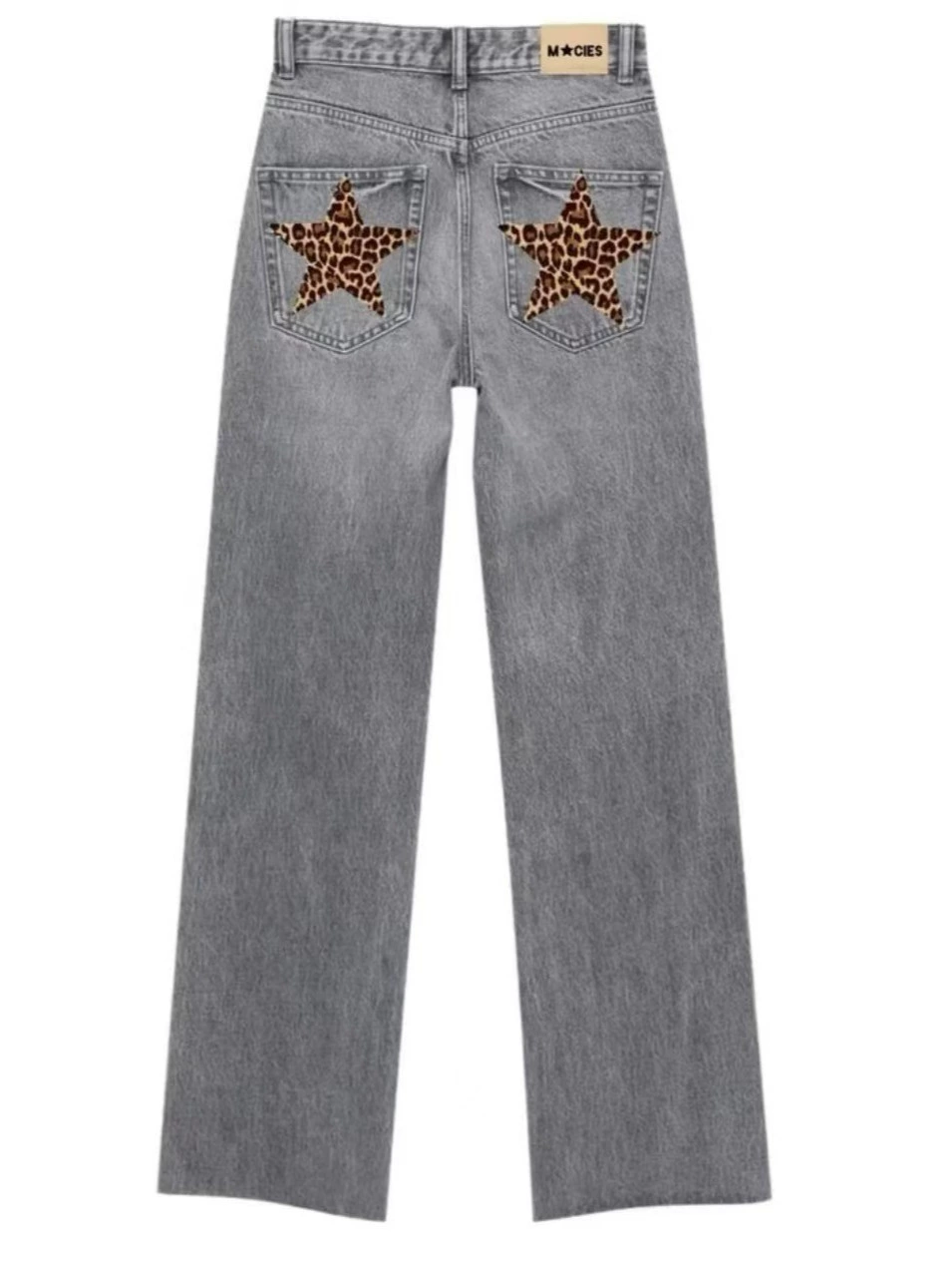 Американский ретро леопардовый принт звезды джинсы мужской новый уличный свободный vintage широкие брюки