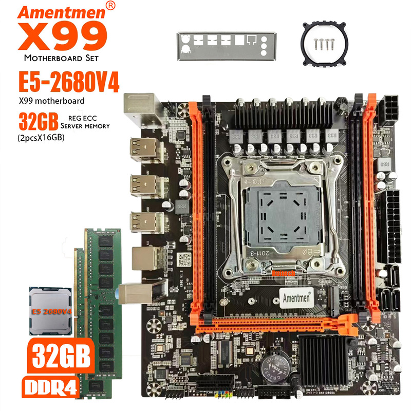 Amentmen X99E H55チップ DDR4、2680V4 CPU、2x16GB RAMセット|undefined