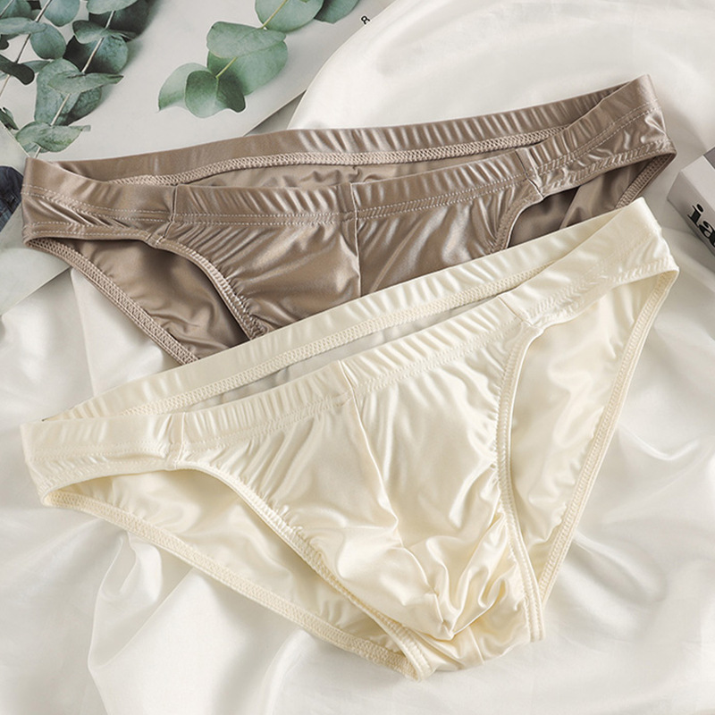 Men's Briefs, Ice Silk Satin, Breathable, Sexy, Trendy and Personalized Briefs for Young Boys