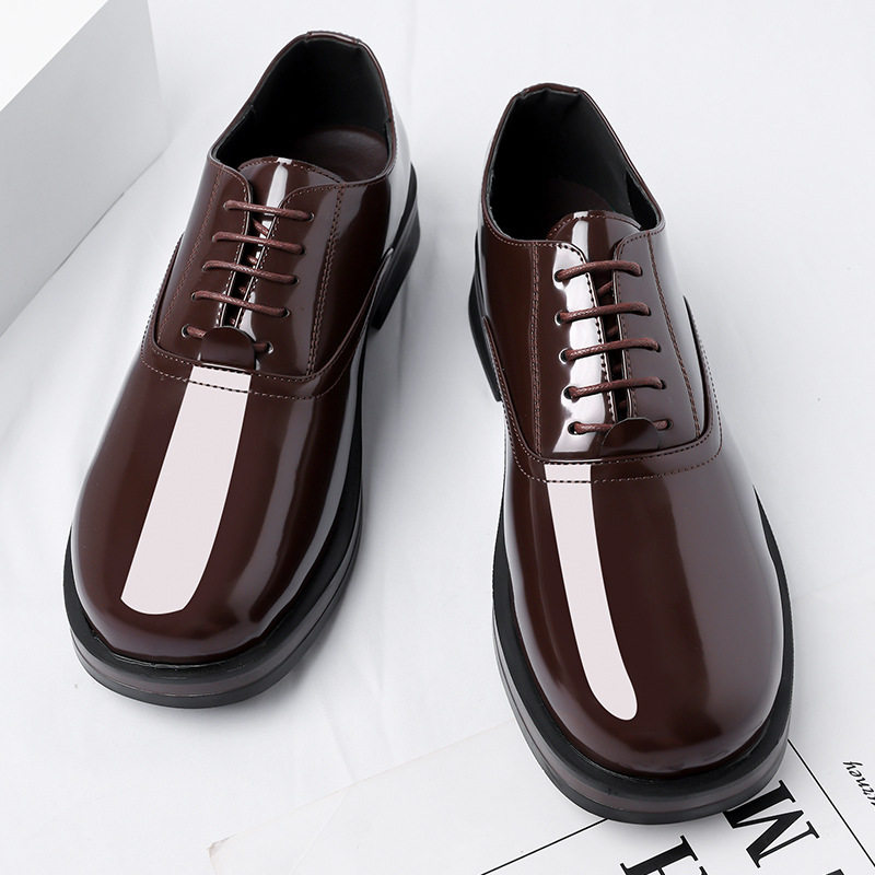 Giày Derby da đế dày cỡ lớn mũi tròn phong cách thanh lịch, giày công sở và dự tiệc cho nam — Màu nâu, màu đen