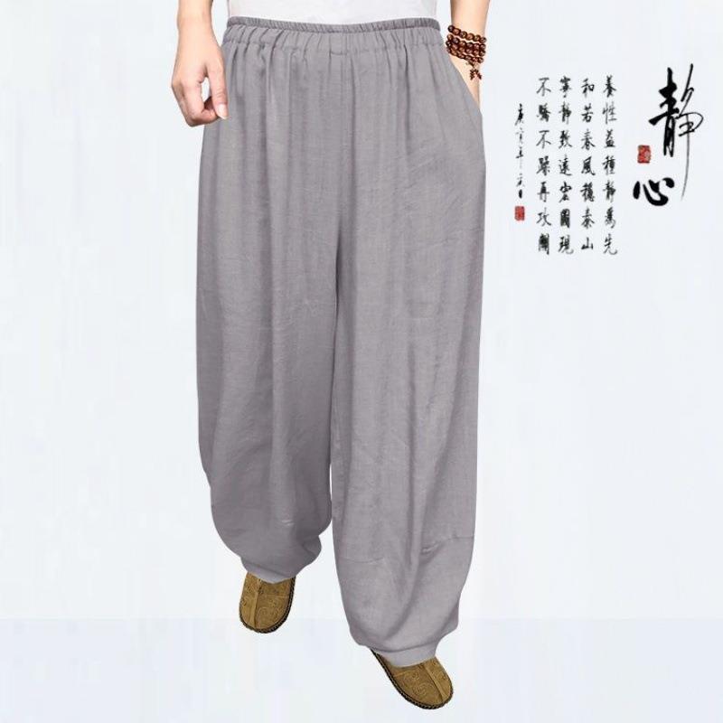 Nuevos pantalones de monje, algodón y lino para hombre, leggings gratis de verano, ropa de meditación para laicas, ropa fina, ropa de práctica suelta de lino, pantalones casuales