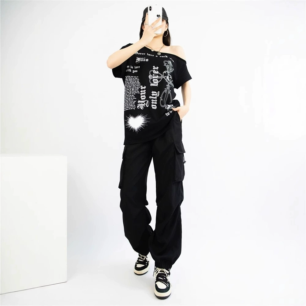 aespa Yoo Jimin's Same Korean ILLIO асимметричная футболка с открытыми плечами и короткими рукавами, женский летний топ на одно плечо, костюм