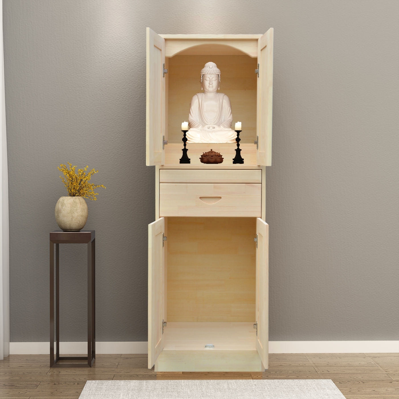 Solid Wood Buddhist Shrine, Cabinet, Standing Cabinet, Wall Cabinet with Door, Guanyin Guan Gong Shrine, Offering Table, Wholesale and Customizable