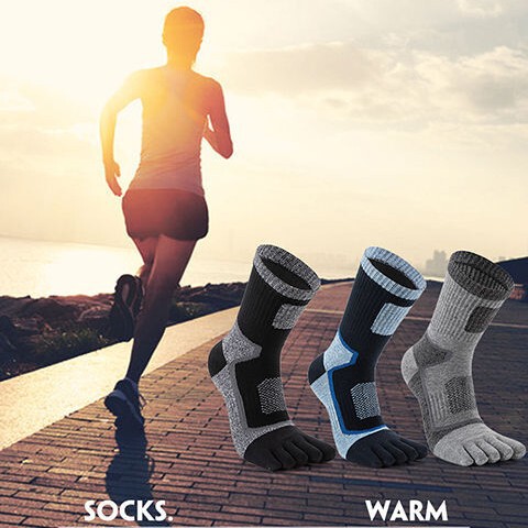 Men's five-finger socks mid-barrel toe socks sweat-absorbent breathable toe socks wear-resistant sports marathon toe socks wholesale