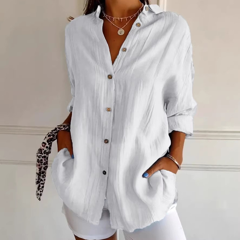 2026 European and American Amazon Spring Hot-Selling Cotton and Linen Shirt with Back Tie Design