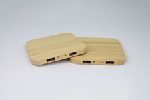 竹木Q8无线充电器双U输出木质竹子正方形15W无线快充礼品定制LOGO