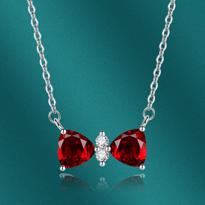 Fashion Bow Knot Copper Plating Zircon Pendant Necklace 1 Piece