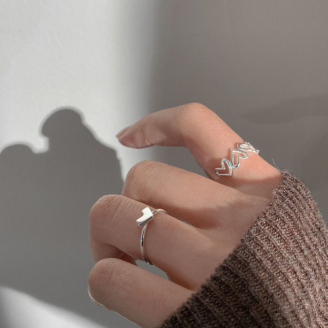 Heart-shaped Ring Set For Women, Stylish Open Design Designer Rings_voghion.com