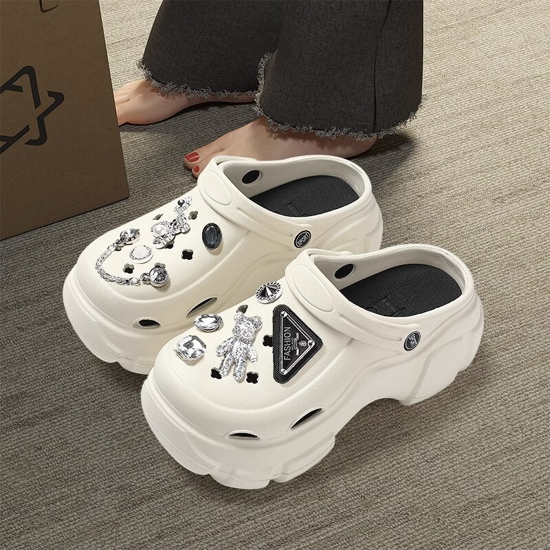 Cross-border Upgraded EVA Outer Wearing New Thick-soled Heightened Cave Shoes Soft Wear-resistant High-soled Garden Shoes