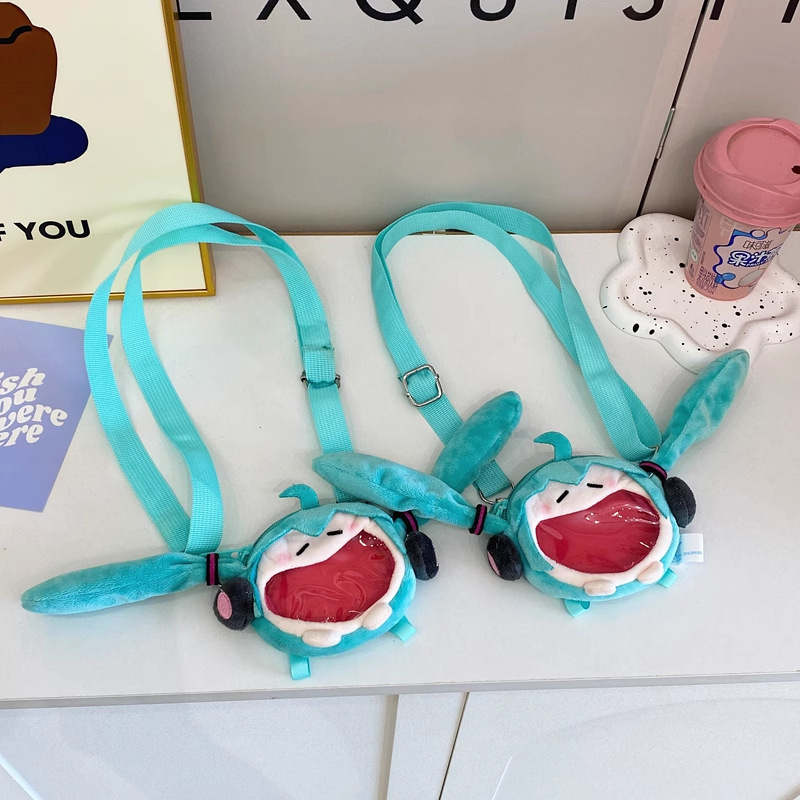 二次元初音未来小公仔零钱包新款精致耳机包单肩包少女潮流斜挎包|undefined