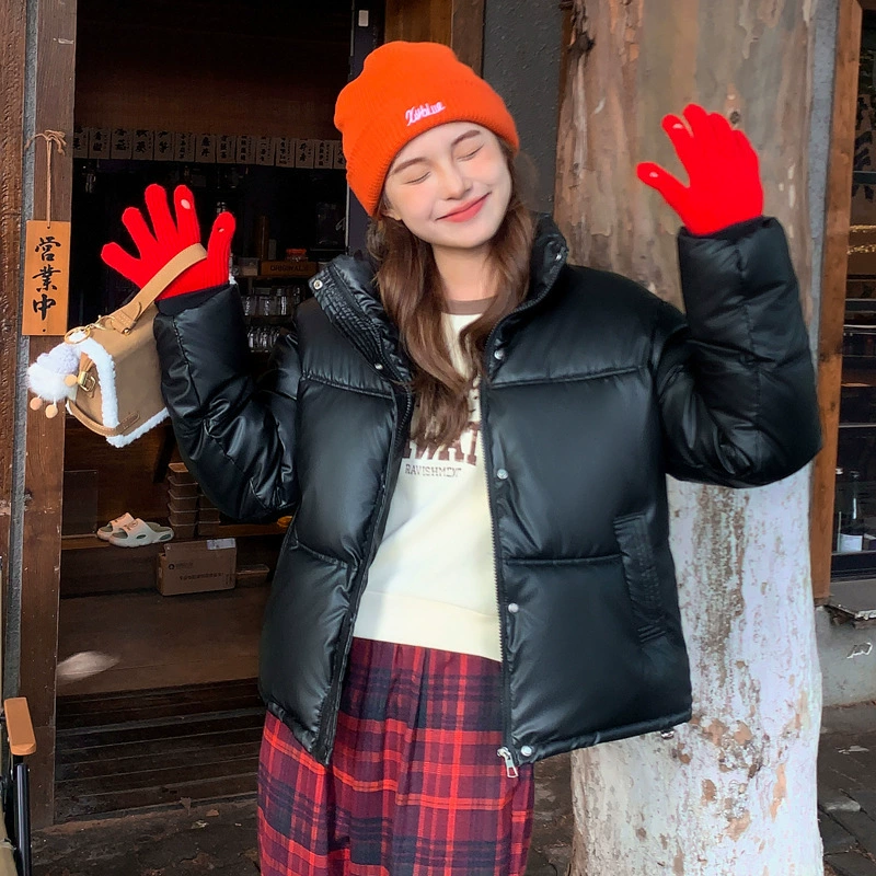 Short winter polyurethane trend down jacket with down, loose fit