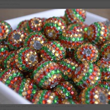 16-22MM树脂钻球珠 绿+咖啡色条纹钻球珠子Chunky Beads