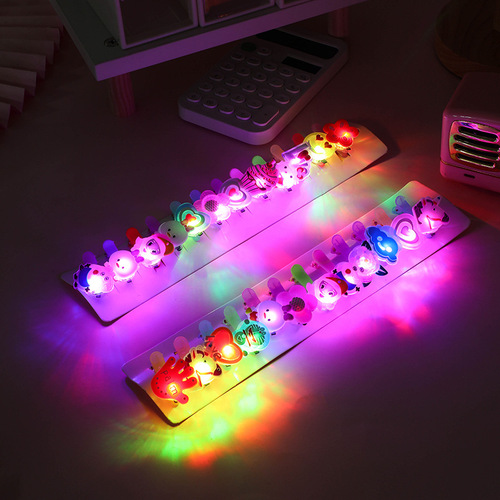 Soft plastic luminous hairpin, glitter hairpin cartoon, hairpin headgear, children's luminous toy, street stall supply wholesale
