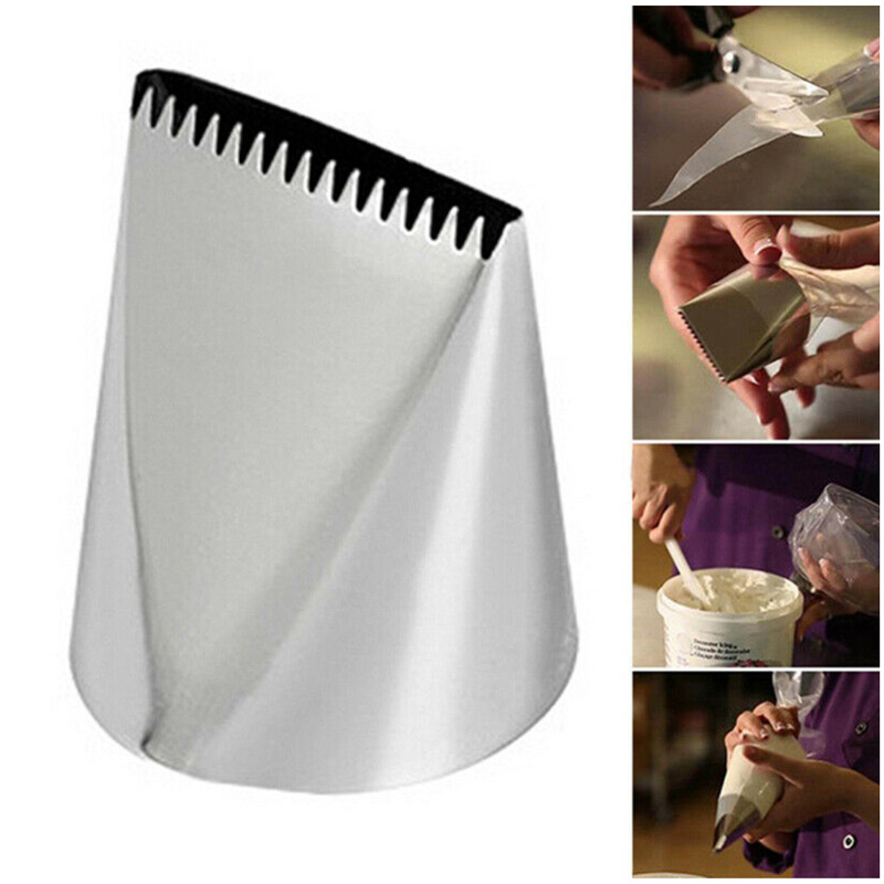 Large stainless steel single-sided serrated cream spatula pastry nozzle cream cake decoration baking tool