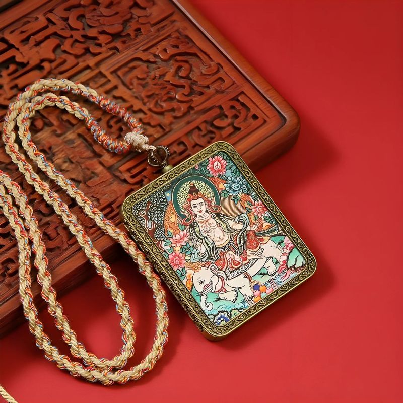 十二生肖八大守护神唐卡画像菩萨项链配饰藏式方形吊坠嘎乌盒祈福|undefined