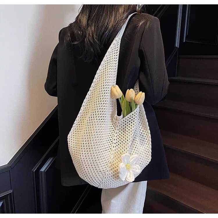 Large-Capacity Woven Shoulder Bag, Tote Bag, Women's New Summer Beach Casual Vacation Beach Bag
