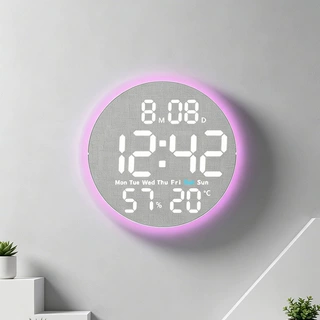 创意氛围灯时钟LED客厅挂墙挂钟数字多功能显示正钟有5572