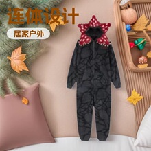 加厚珊瑚绒食人花连体睡衣男女款冬季保暖卡通家居服可外穿