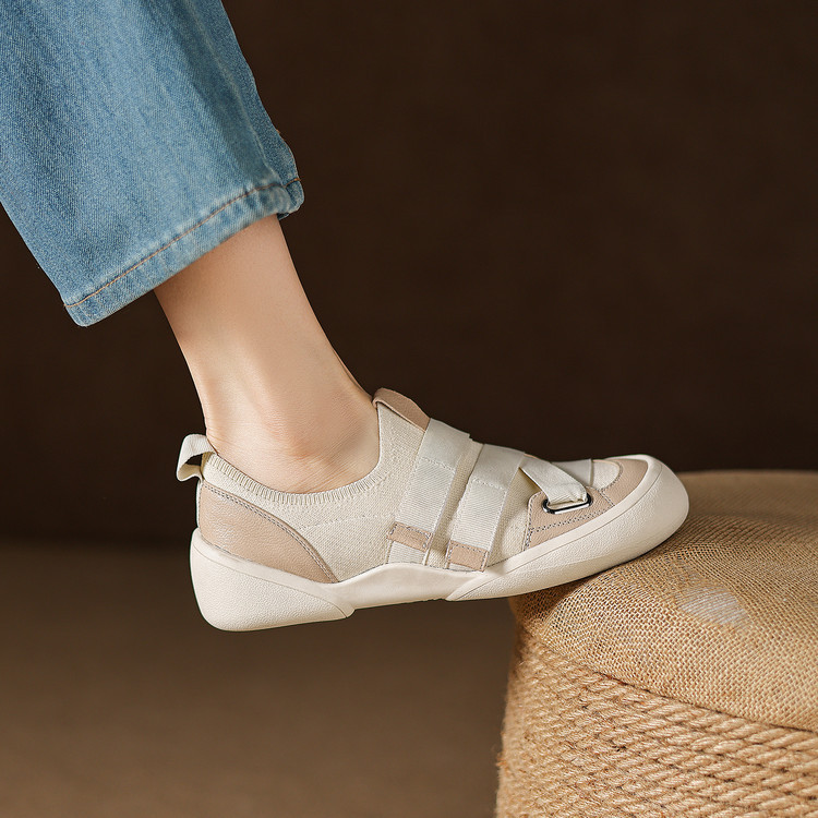 Giày sneaker nữ chunky đế dày da dê phối màu cao cấp — màu đen, màu trắng ngà chi tiết 28