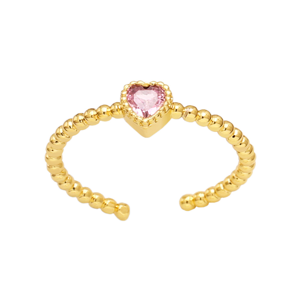 Zircon Inlay Material Open Ring Classification Fashion Heart Shape Copper Inlay Zircon Open Ring 1 Piece