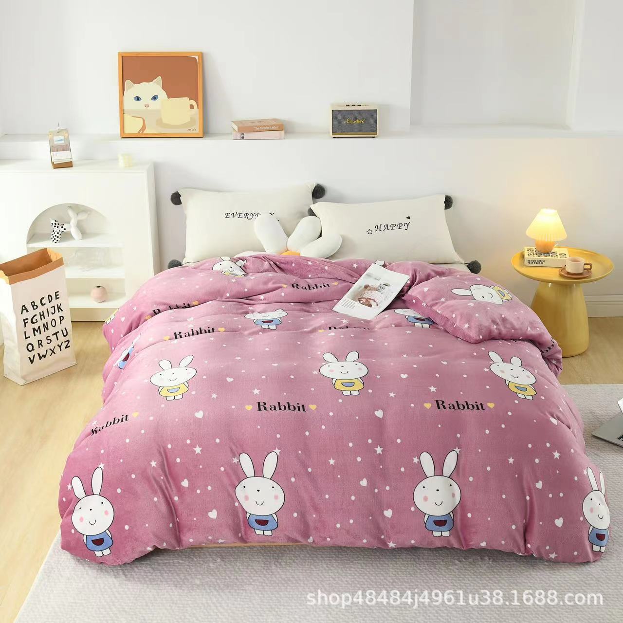 Flange edredón más edredón cubierta doble una sola pieza de lana de coral de doble cara de lana de invierno