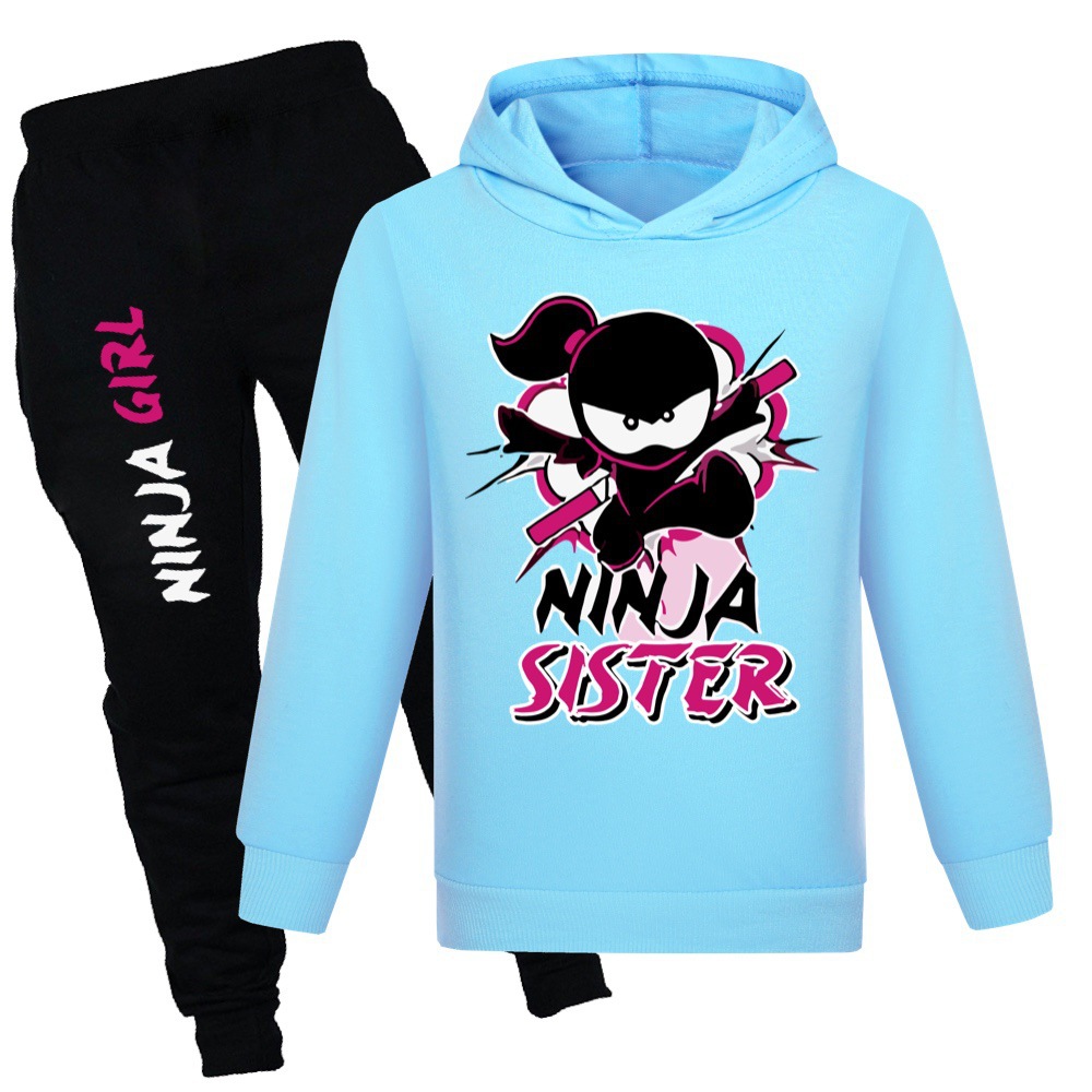 Ninja Kidz Vår Höst Mode Fritidskläder Pojkar och flickor Tröja+Casual Byxor Set_voghion.com