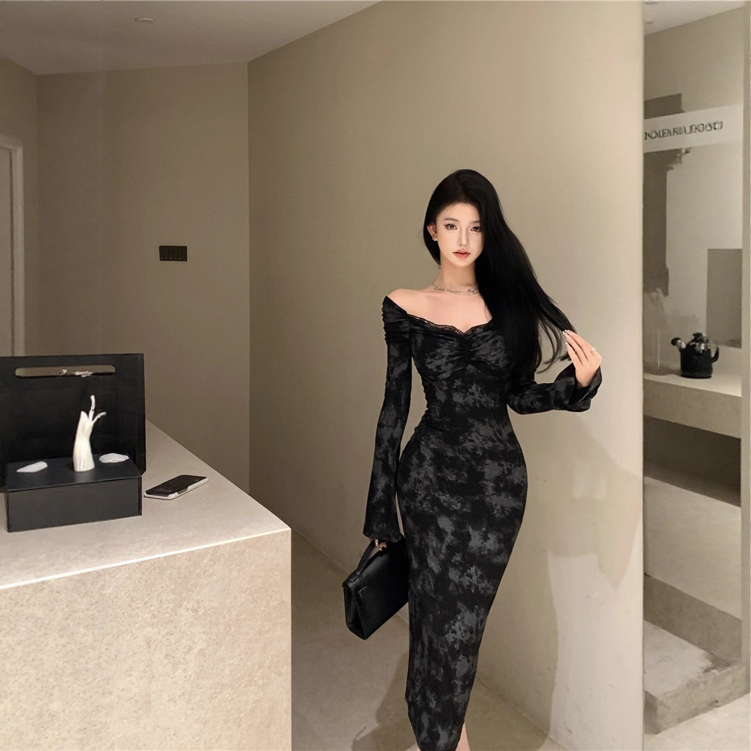 Autumn and Winter New Style Royal Sister Style High-End Dress Style Coat with Slim Fishtail Hip Skirt Banquet Dress Skirt