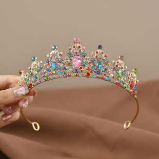 Cross-border hot children's princess crown tiara girls' hair accessories high-end atmospheric dance performance birthday gift crown