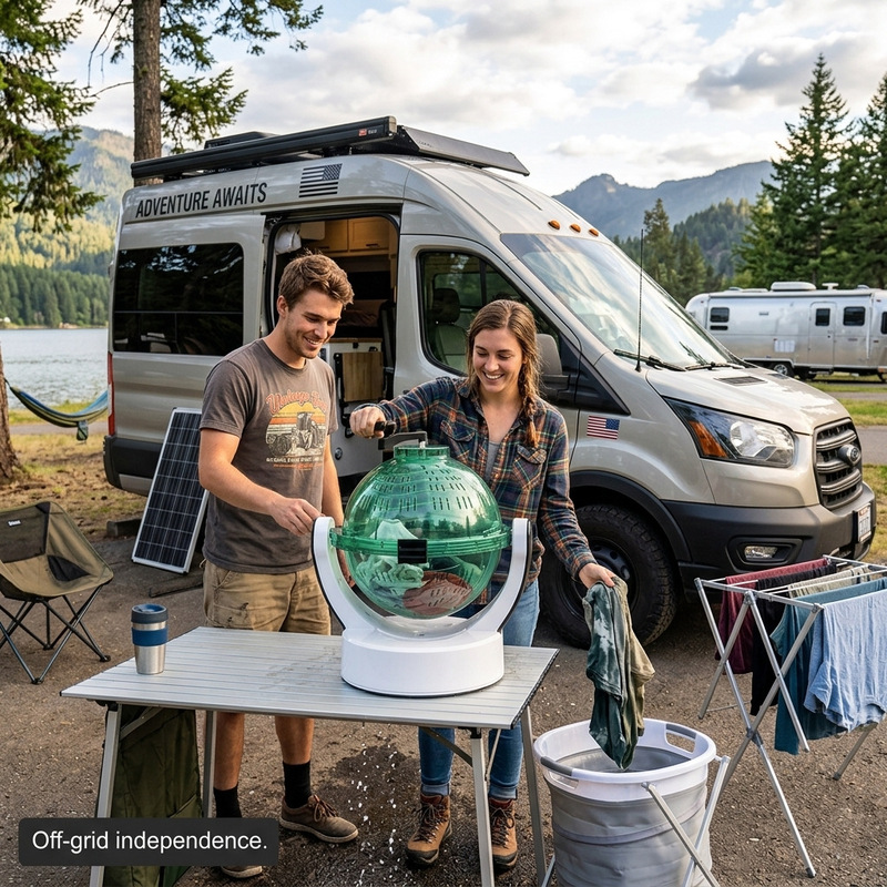 Cross-Border Rv Camping Motorhome Specializes in Manual Washing and Drying All-In-One Machines, Portable for Travel, No Electricity Needed, Hand-Cranked Drum Washing Machine