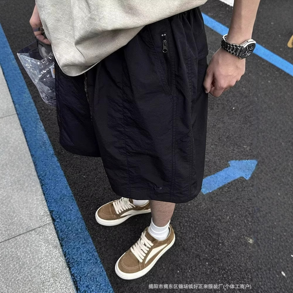 2025 New American Retro Cargo Shorts Men's Summer Sports Pants Men's Trendy Brand Splicing Loose Casual