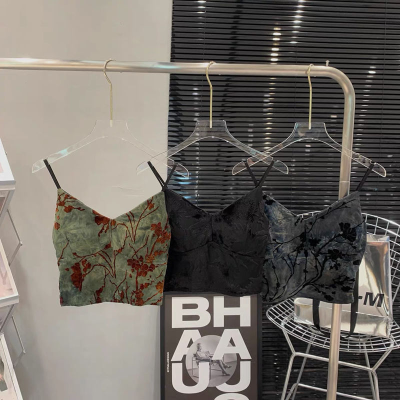 フランスのユニークな新しいスタイルのシックな新しい中国風のキャミソール女性のインナーレイヤリングニッチトップ美しいサスペンダーチェストパッド|undefined