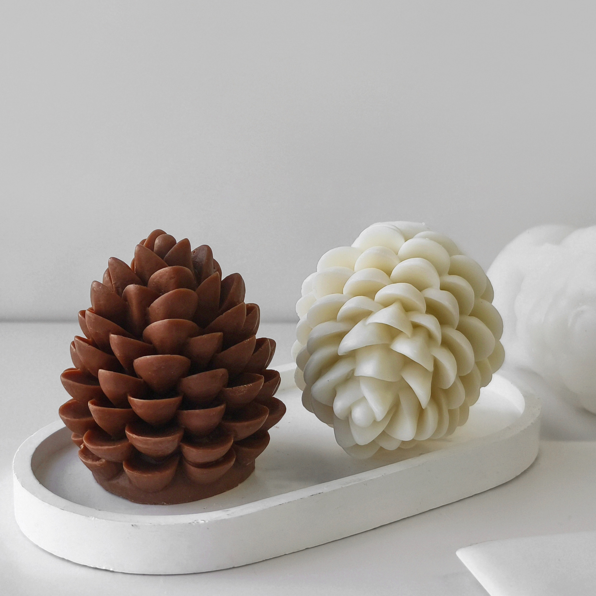 Jiahuimei Navidad serie Pino cono molde de silicona DIY Pino cono forma vela aromaterapia fragante piedra Decoración