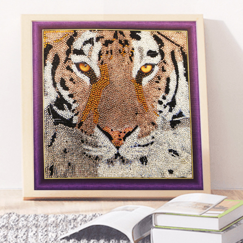 Pintura de Diamantes 5D para Niños, Diseño de Animales, Gato, Punto de Cruz, Cristal, Decoración, Manualidades, Amazon Transfronterizo