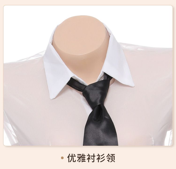 Feimu Secretary Costume Set with Tie, Shirt, Skirt, Thong and Open-Crotch Tights — detail image 23