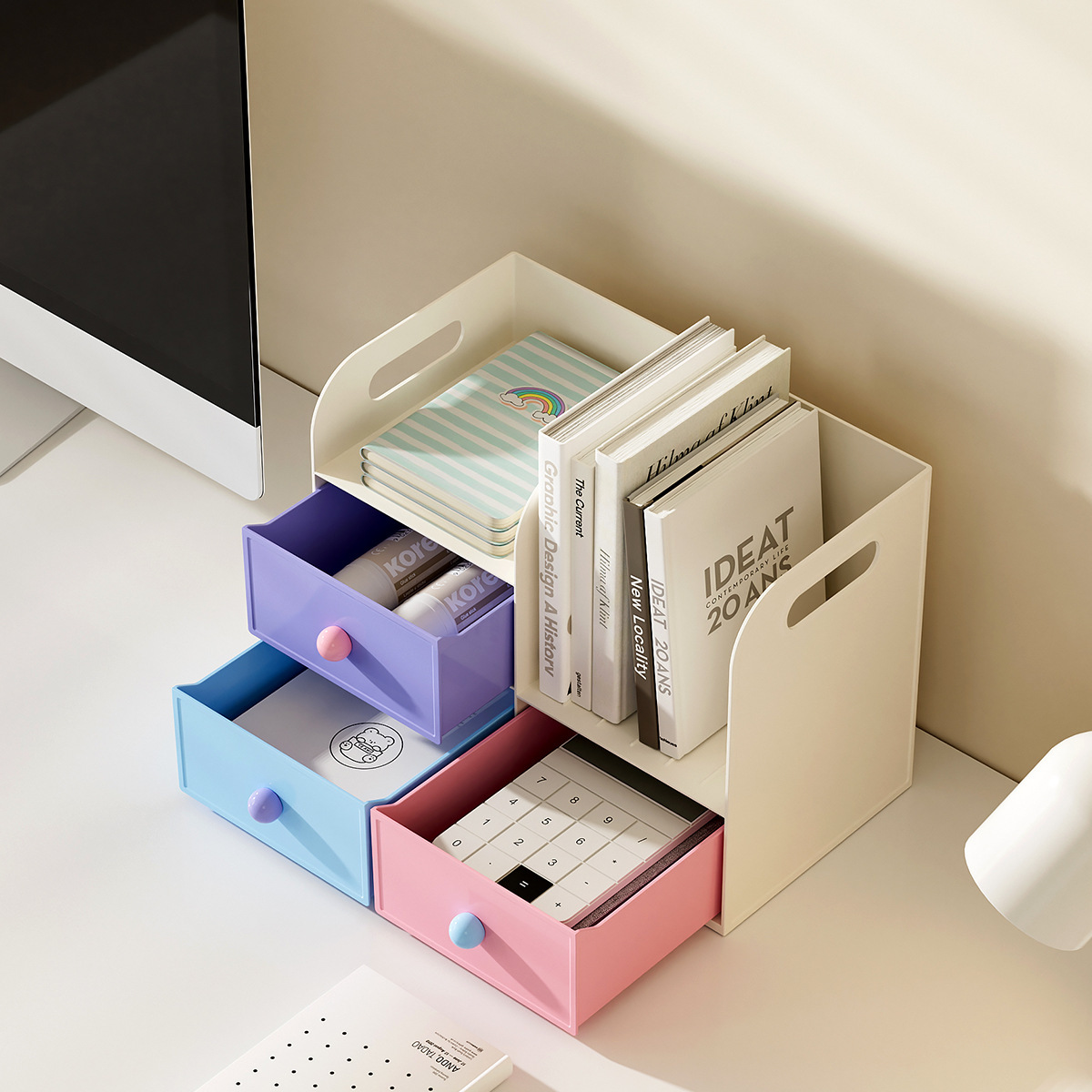 Escritorio dormitorio de estudiantes papelería portalápices estante multifuncional París estación de oficina romántica libro caja de almacenamiento