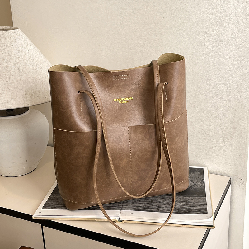TOT2025 retro nuevo estilo coreano bolso madre de gran capacidad cubo de viaje de moda de hombro bolso axilar