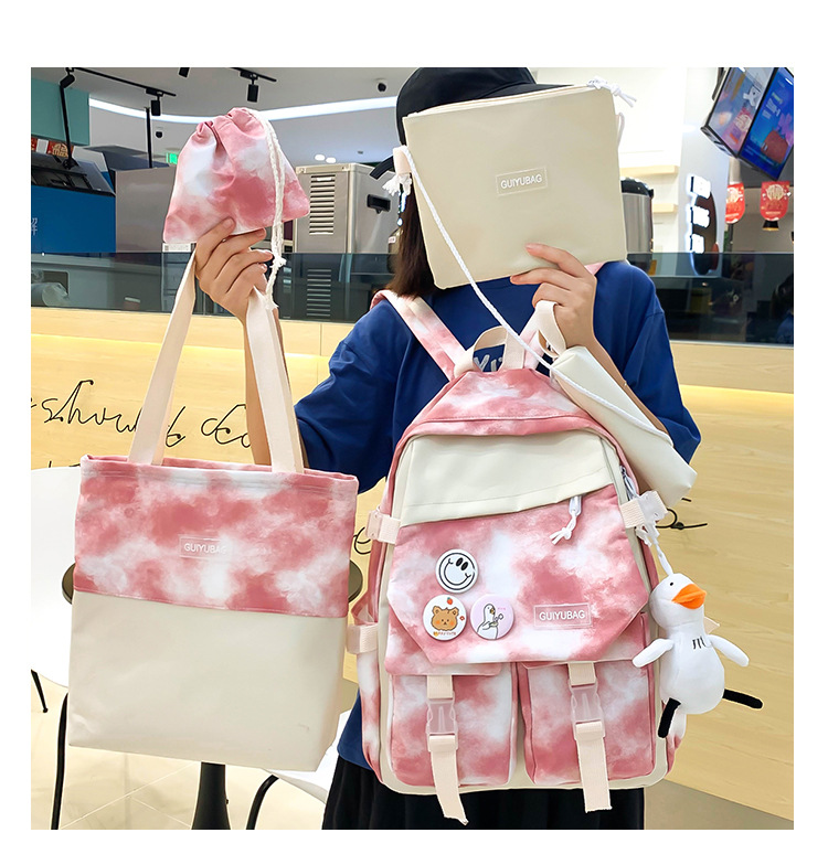 Fashion Tie-dye Large Capacity Canvas Bag Five-piece Set Wholesale Nihaojewelry display picture 47