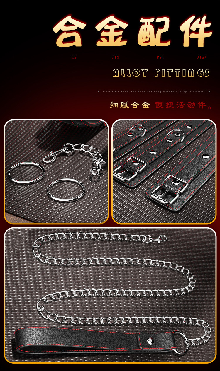 Jiuai SM Domain Control Bondage Set with Handcuffs, Whip, Ball Gag and Nipple Clamps — detail image 5