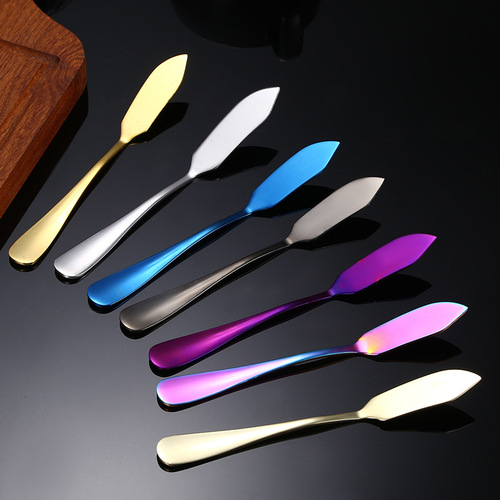 Factory Direct Sale 410 Stainless Steel Cream Knife, Colored Bread Cream Jam Butter Spreader Scraper with Laser LOGO